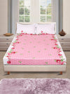 Pink & Beige Geometric PATTERNED 144 TC QUEEN BEDSHEET WITH 2 PILLOW COVERS