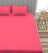 Pink Solid PATTERNED 150 TC QUEEN BEDSHEET WITH 2 PILLOW COVERS