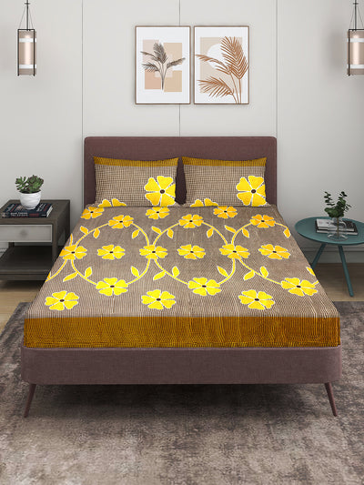 144 TC Yellow Bedsheet with 2 Pillow Covers