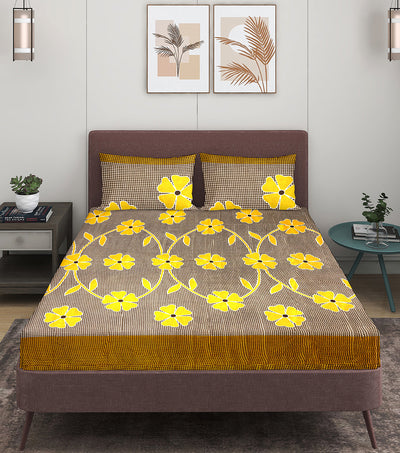 144 TC Yellow Bedsheet with 2 Pillow Covers