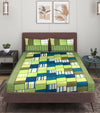 144 TC Green & Blue Bedsheet with 2 Pillow Covers