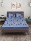 144 TC Blue Double Bedsheet with 2 Pillow Covers