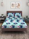 144 TC Blue Double Bedsheet with 2 Pillow Covers