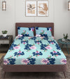 144 TC Blue Double Bedsheet with 2 Pillow Covers