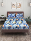 144 TC Blue Double Bedsheet with 2 Pillow Covers