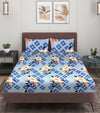 144 TC Blue Double Bedsheet with 2 Pillow Covers