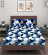 144 TC Blue Double Bedsheet with 2 Pillow Covers