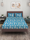 144 TC Blue & White Double Bedsheet with 2 Pillow Covers