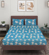 144 TC Blue & White Double Bedsheet with 2 Pillow Covers