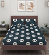 Black Animal Patterned 144 TC Queen Bedsheet with 2 Pillow Covers