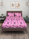 Pink Floral Patterned 144 TC Queen Bedsheet with 2 Pillow Covers