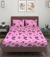 Pink Floral Patterned 144 TC Queen Bedsheet with 2 Pillow Covers