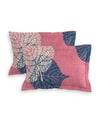 Pink & Blue Floral Patterned 144 TC Queen Bedsheet with 2 Pillow Covers