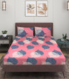 Pink & Blue Floral Patterned 144 TC Queen Bedsheet with 2 Pillow Covers