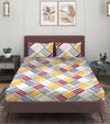 Multicolor Geometric Patterned 144 TC Queen Bedsheet with 2 Pillow Covers