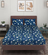 Blue Floral Patterned 144 TC Queen Bedsheet with 2 Pillow Covers