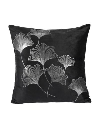 Black & Silver Set of 5 FoilPatterned Velvet Square Cushion Covers