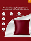 Maroon Set of 5 Plain Patterned Satin Square Reversible Cushion Covers