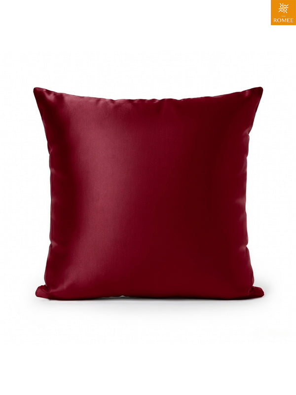 Maroon Set of 5 Plain Patterned Satin Square Reversible Cushion Covers