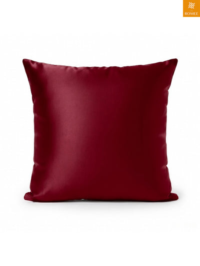 Maroon Set of 5 Plain Patterned Satin Square Reversible Cushion Covers