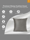 Grey Set of 5 Plain Patterned Satin Square Reversible Cushion Covers