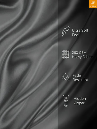 Grey Set of 5 Plain Patterned Satin Square Reversible Cushion Covers