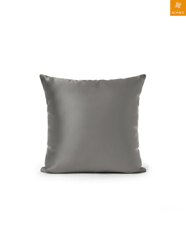 Grey Set of 5 Plain Patterned Satin Square Reversible Cushion Covers