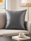 Grey Set of 5 Plain Patterned Satin Square Reversible Cushion Covers