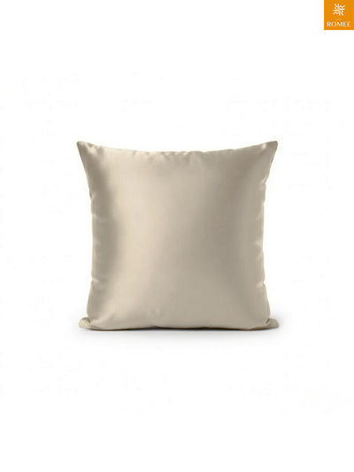 Beige Set of 5 Plain Patterned Satin Square Reversible Cushion Covers
