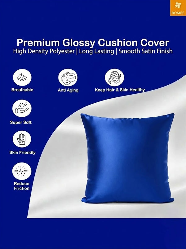 Multicolor Set of 5 Plain Patterned Satin Square Reversible Cushion Covers