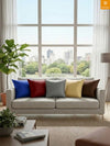 Multicolor Set of 5 Plain Patterned Satin Square Reversible Cushion Covers
