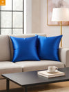 Royal Blue Set of 5 Plain Patterned Satin Square Reversible Cushion Covers