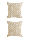 Beige & White Set of 5 Zig Zag Patterned Polycotton Square Cushion Covers