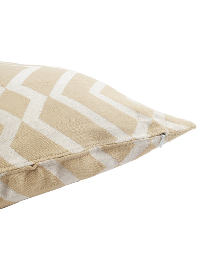 Beige & White Set of 5 Zig Zag Patterned Polycotton Square Cushion Covers