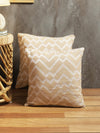 Beige & White Set of 5 Zig Zag Patterned Polycotton Square Cushion Covers