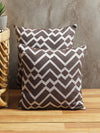 Brown & White Set of 5 Zig Zag Patterned Polycotton Square Cushion Covers