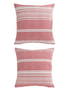 Pink Set of 5 Striped Patterned Polycotton Square Cushion Covers