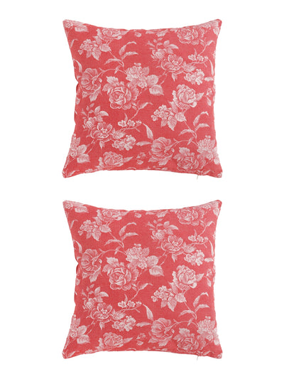 Pink & White Set of 5 Floral Patterned Polycotton Square Cushion Covers