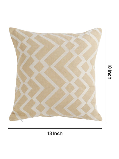 Beige & White Set of 5 Zig Zag Patterned Polycotton Square Cushion Covers