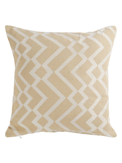 Beige & White Set of 5 Zig Zag Patterned Polycotton Square Cushion Covers