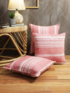 Pink Set of 5 Striped Patterned Polycotton Square Cushion Covers