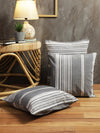 Grey Set of 5 Striped Patterned Polycotton Square Cushion Covers