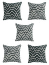 Green & White Set of 5 Zig Zag Patterned Polycotton Square Cushion Covers