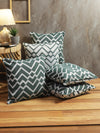 Green & White Set of 5 Zig Zag Patterned Polycotton Square Cushion Covers