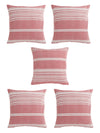 Pink Set of 5 Striped Patterned Polycotton Square Cushion Covers