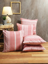 Pink Set of 5 Striped Patterned Polycotton Square Cushion Covers