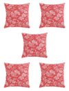 Pink & White Set of 5 Floral Patterned Polycotton Square Cushion Covers