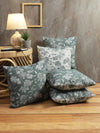 Green & White Set of 5 Floral Patterned Polycotton Square Cushion Covers