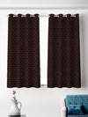 Romee Coffee Brown Leafy Patterned Set of 2 Window Curtains