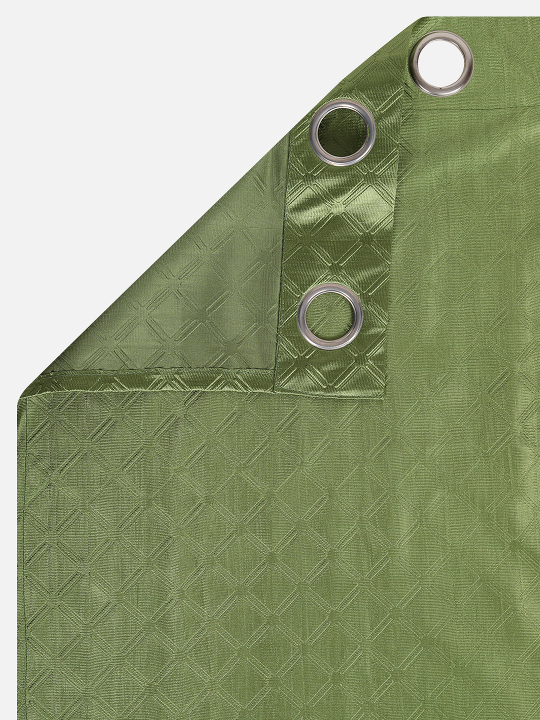 Romee Green Leafy Patterned Set of 2 Window Curtains